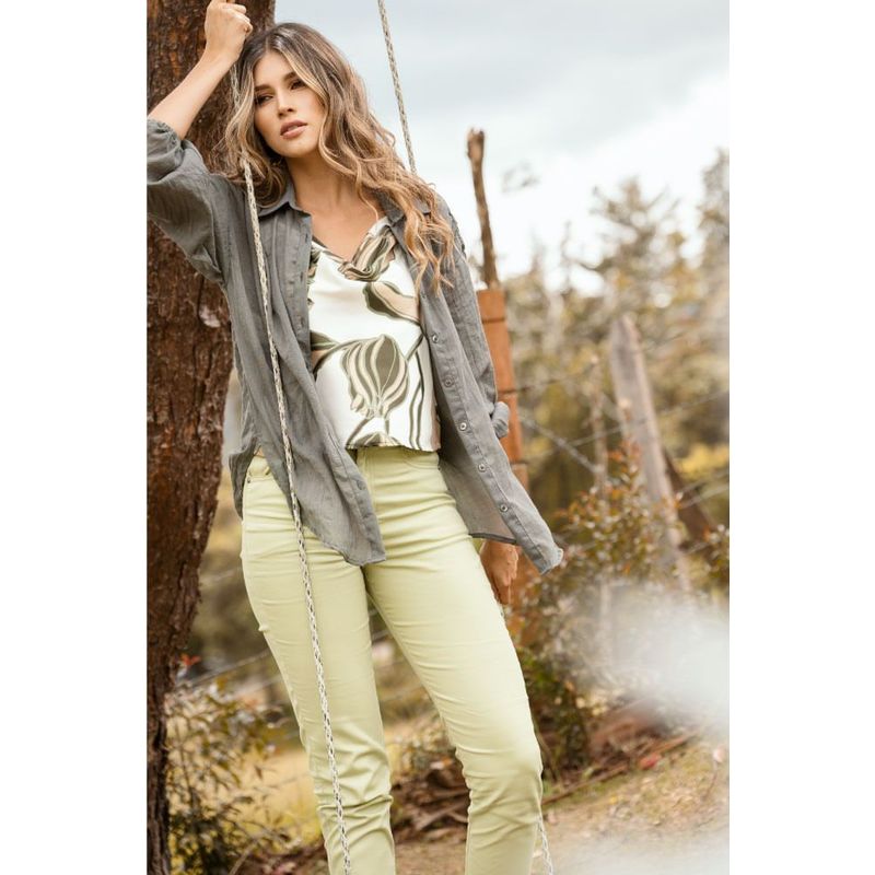 RAGGED - Pantalon cinco bolsillos Verde manzana Ragged