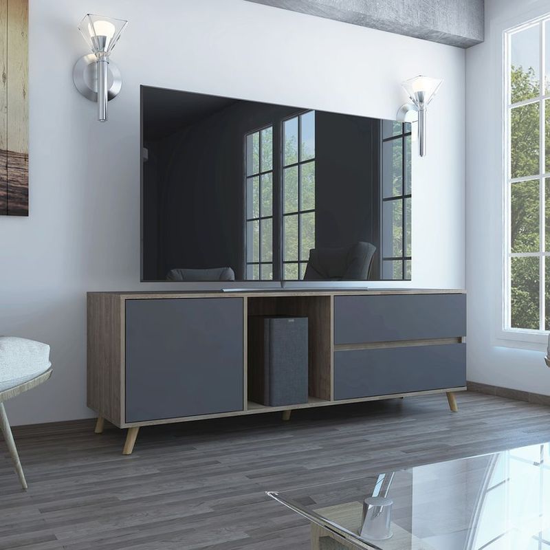 RTA MUEBLES - Rack tv salem miel/plomo rta muebles rmp 3239