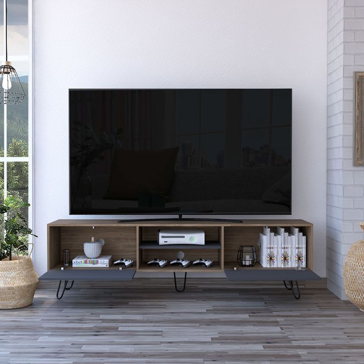 RTA MUEBLES - Rack para tv 80" vassel miel+plomo rmp 5399 RTA