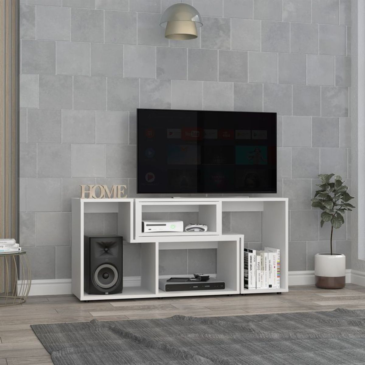 RTA MUEBLES - Rack tv extensible beijing blanco m rta muebles rlb 8206