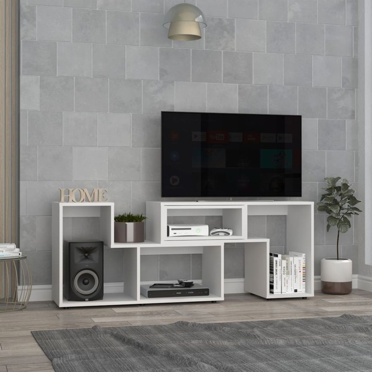 RTA MUEBLES - Rack tv extensible beijing blanco m rta muebles rlb 8206