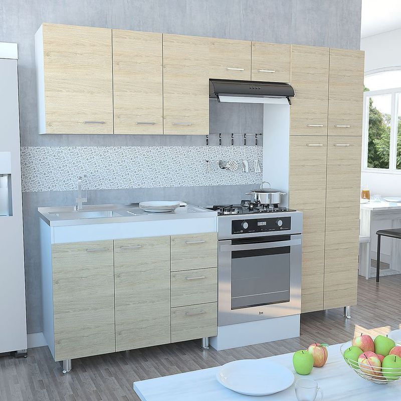 RTA MUEBLES - Cocina completa ferretti meson izq blanco/rovere rta muebles clr 3153