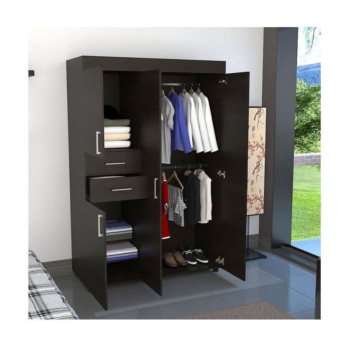 RTA MUEBLES - Closet 120cm x 180cm valencia sa clw 2056-wengue RTA