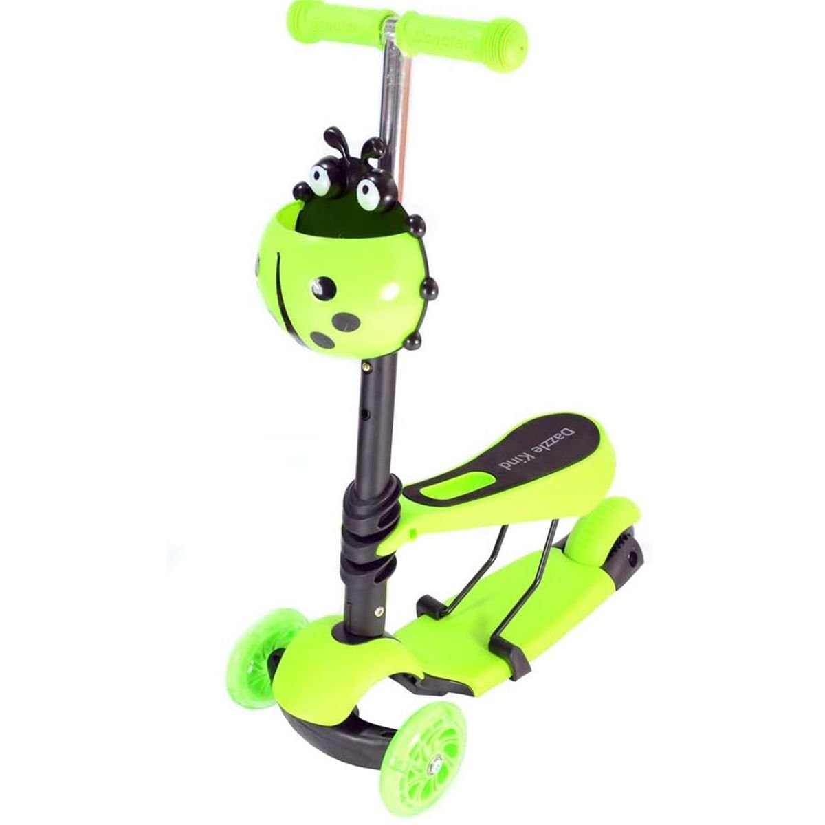 ONE PIXEL - Patineta Mariquita Para Niñas 5-en-1 Luces LED Verde