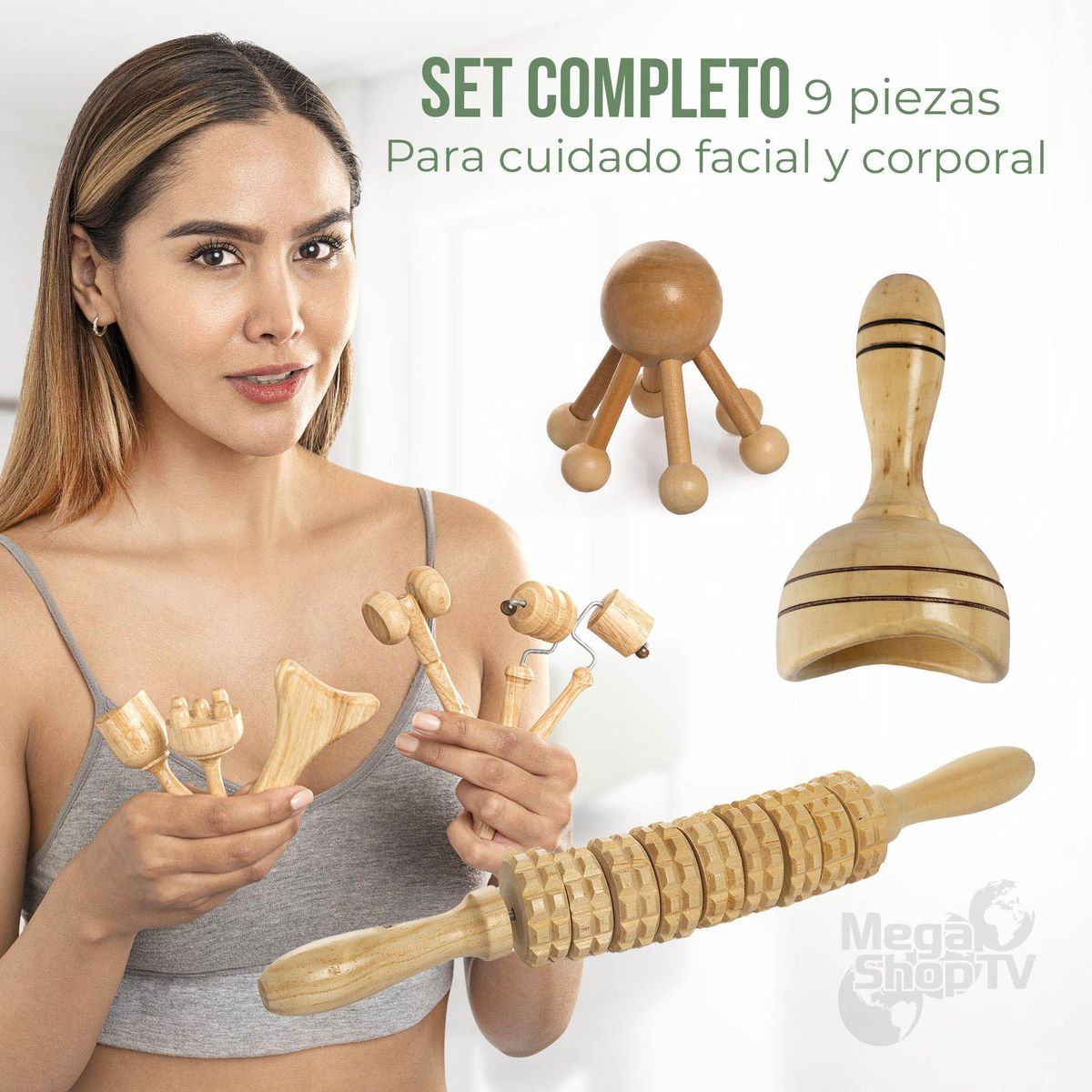 STYLE STARS - Kit Maderoterapia X9 Masajeador Facial y cuerpo profesional