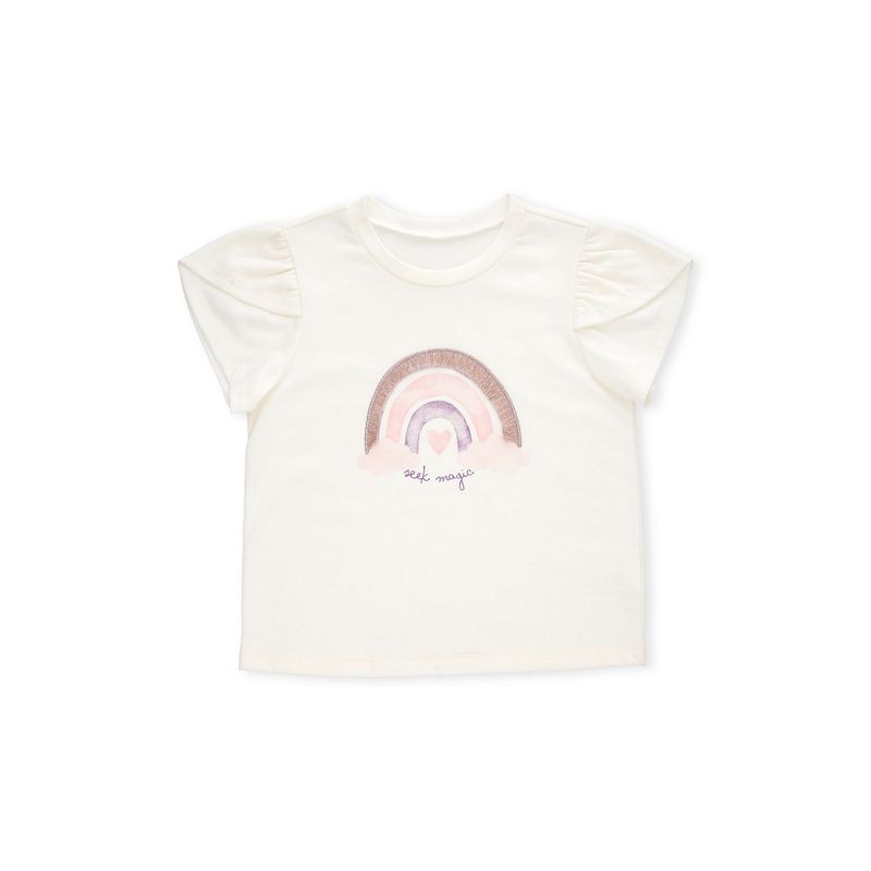 BABY PLANET - Camiseta Blanca Manga Corta Cruzada Para Bebé Niña Baby Planet.-