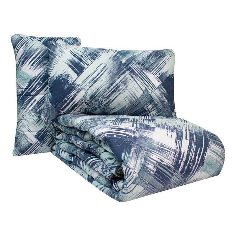 REALTEX - Edredón  Acolchado Real Tex Doble Faz Línea Confort  Índigo Azul  Ramas Verdes