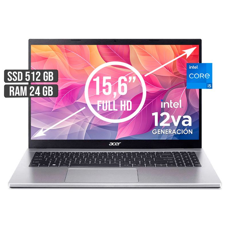 ACER - PORTATIL ACER INTEL CORE I5-12450H SSD 512GB RAM 24GB LED 15,6 FULL HD
