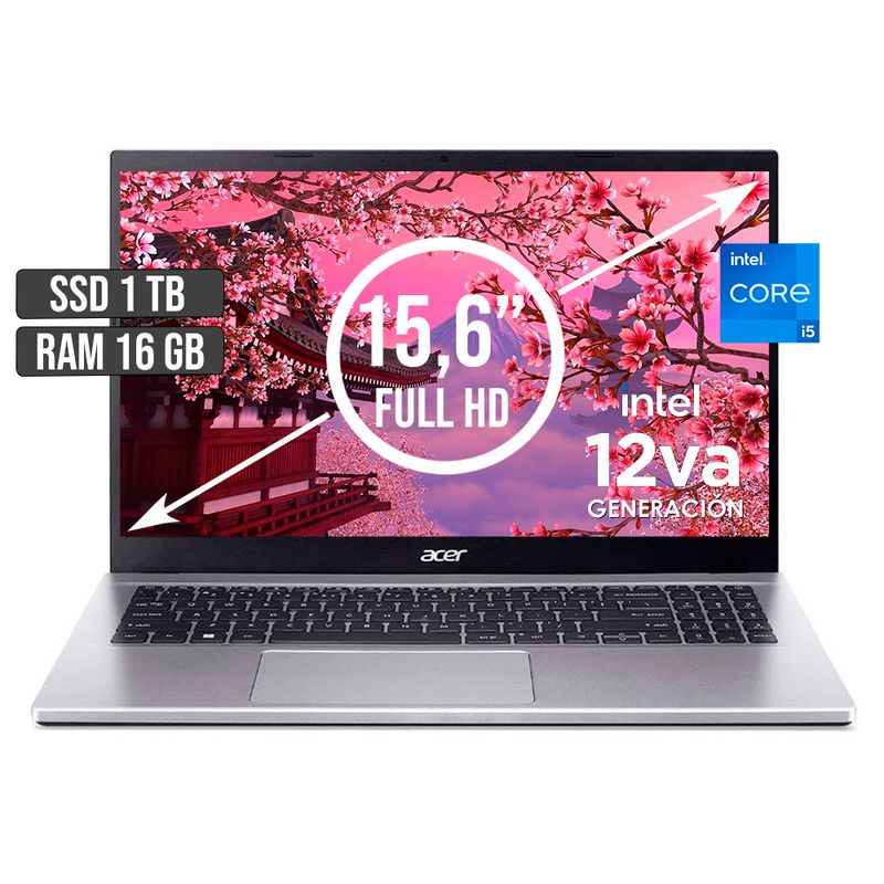 ACER - PORTATIL ACER INTEL CORE I5-12450H SSD 1TB RAM 16GB LED 15,6 FULL HD