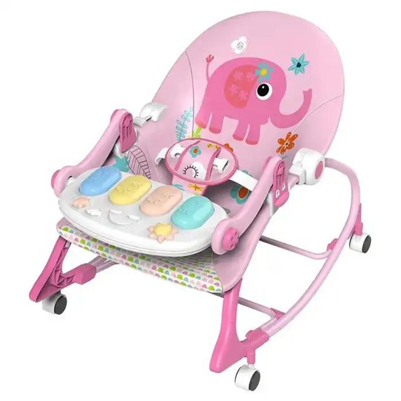 KIDSHOP - Silla Mecedora Con Ruedas Piano Musical 3689-A Elefanta