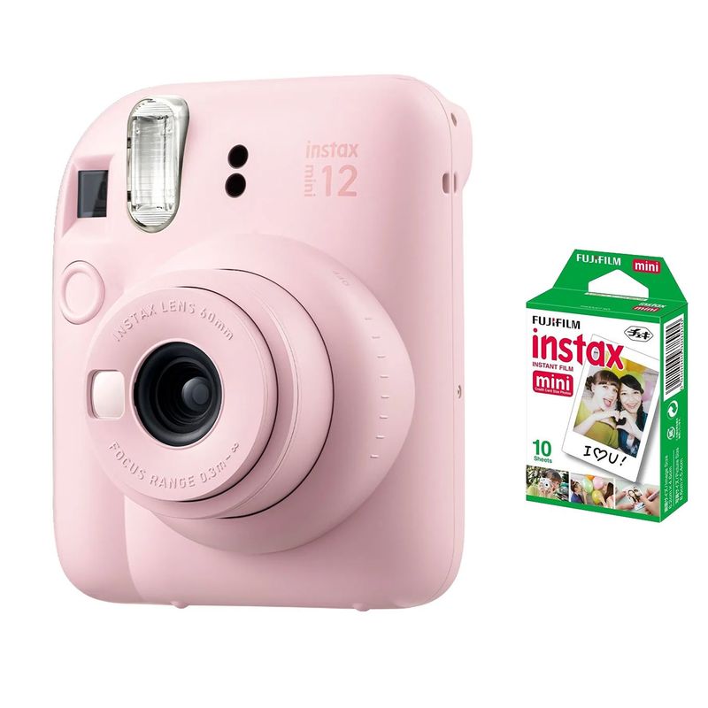 FUJIFILM - Combo Cámara Instantánea Instax Mini 12 Rosa Flor +10 Láminas de Fotos
