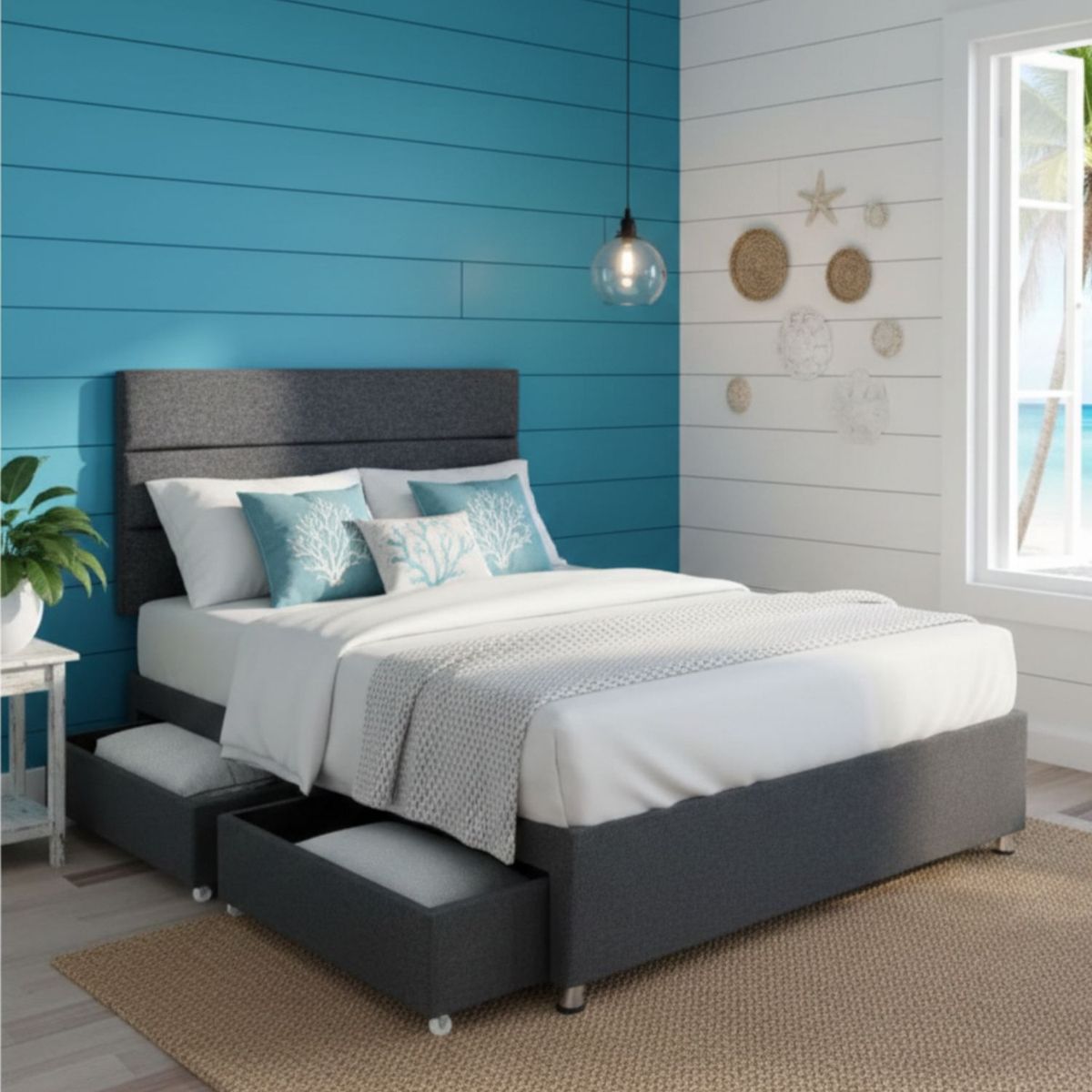 DORMIPUFF - Base Cama Con Cajones Closet Sencilla 100cm Gris Dormipuff