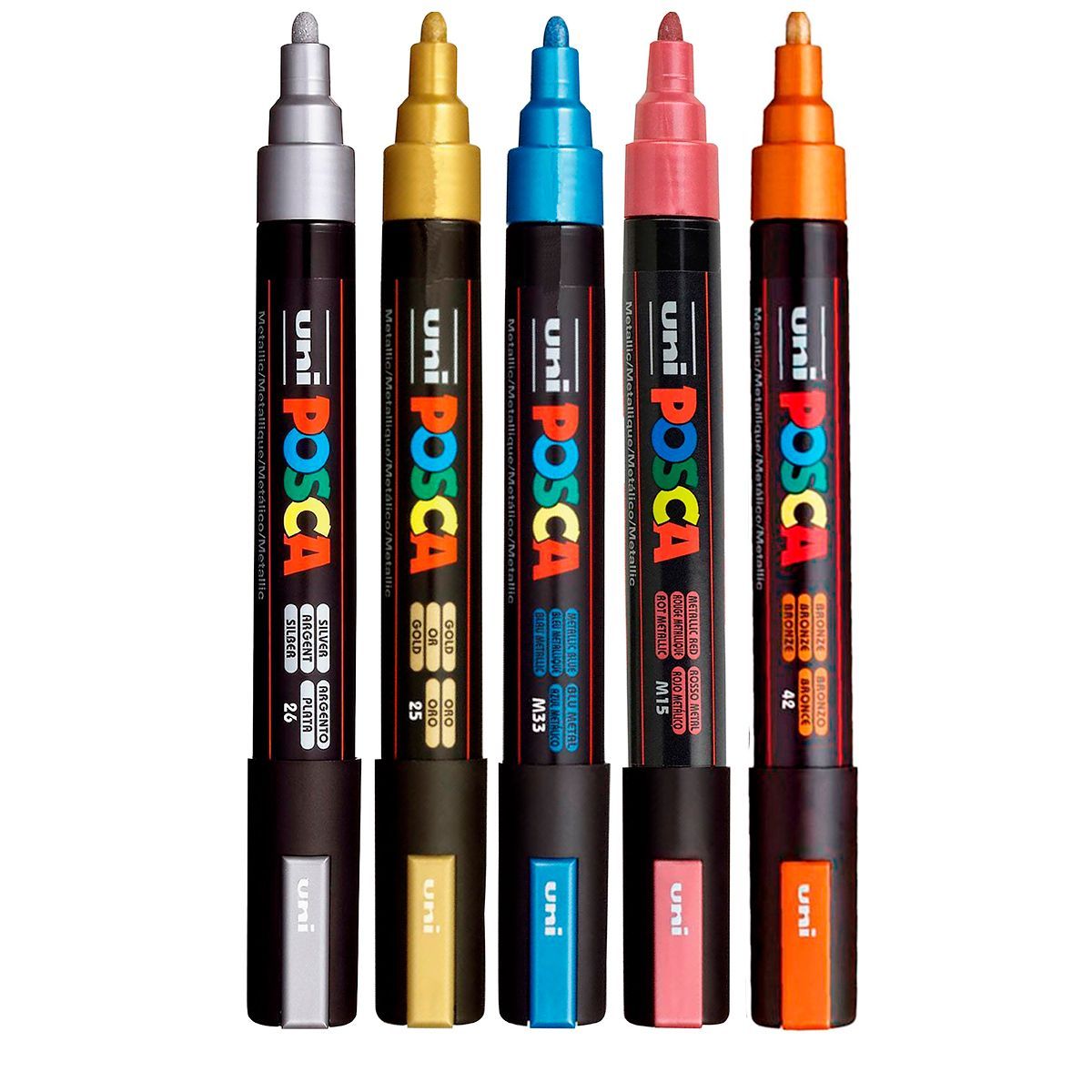 POSCA - Marcador Gráfico De Vinilo Posca Metalizado Punta Pc-5m X5