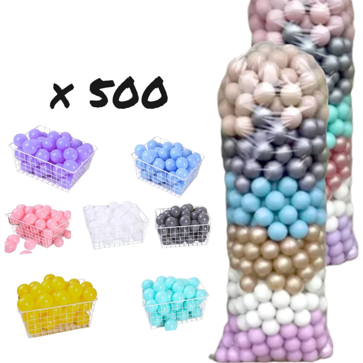 GENERICO - PELOTAS DE COLOR PASTEL BULTO X 500