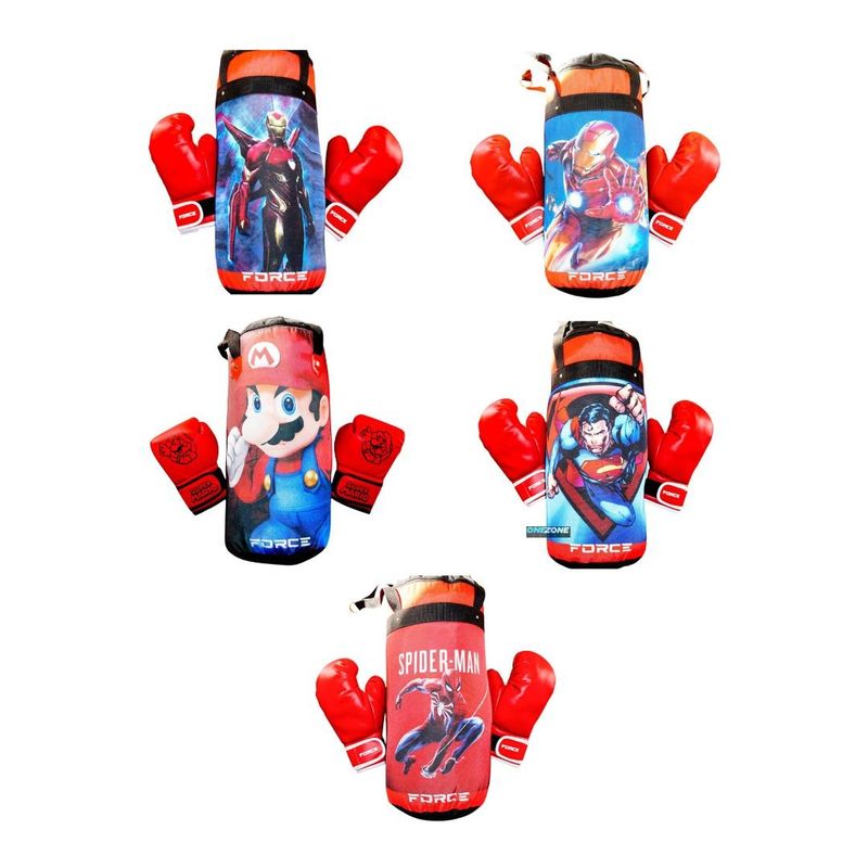 GENERICO - Kit Saco Boxeo Multidiseños Guantes Para Niño Rojo
