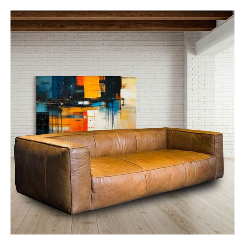 22 GRADOS DECORACION - Sofa Tabacco en Cuero Natural legitimo 200x100cm