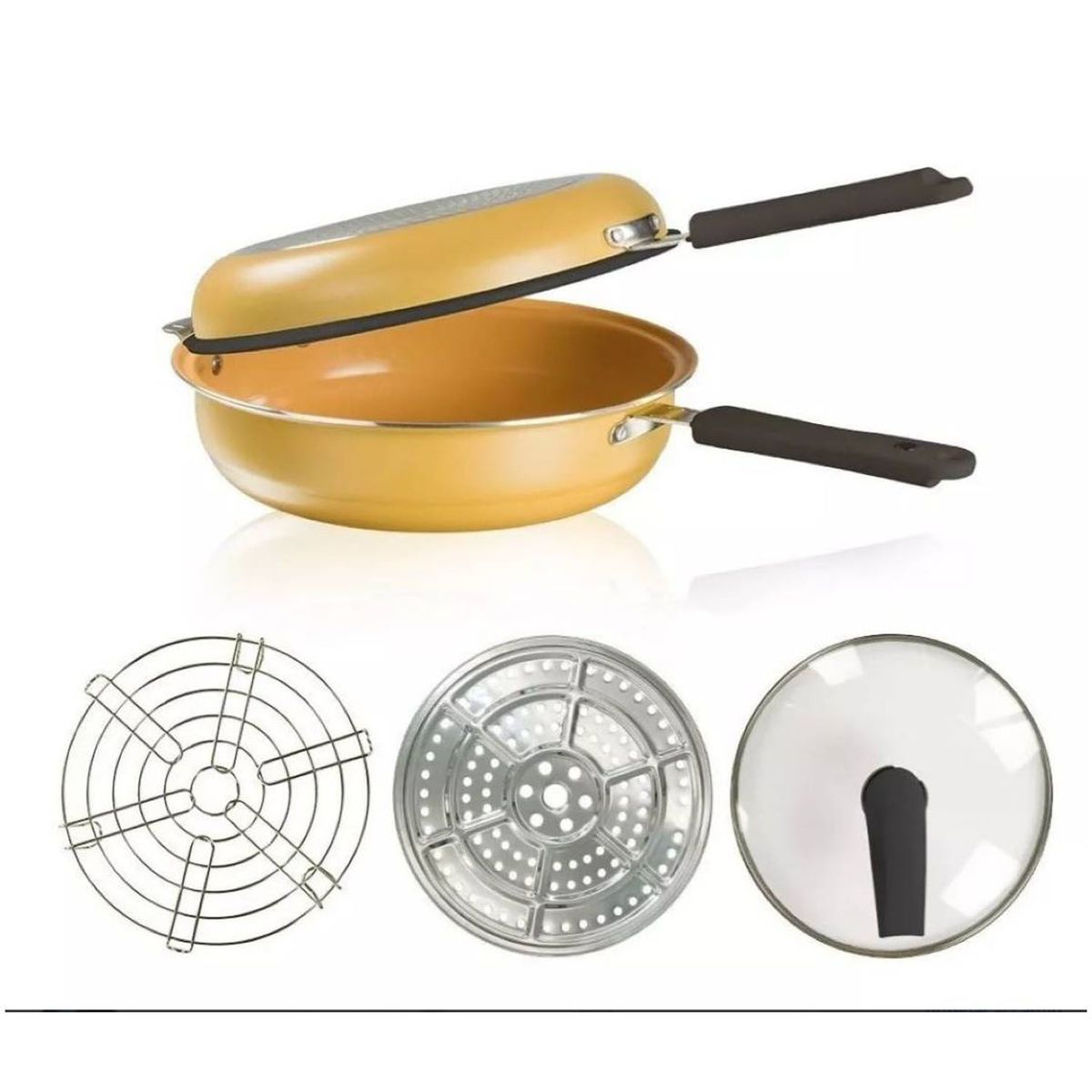 ONE PIXEL - Sartén Doubletta Deluxe Doble Con Vaporizador Y Parrilla