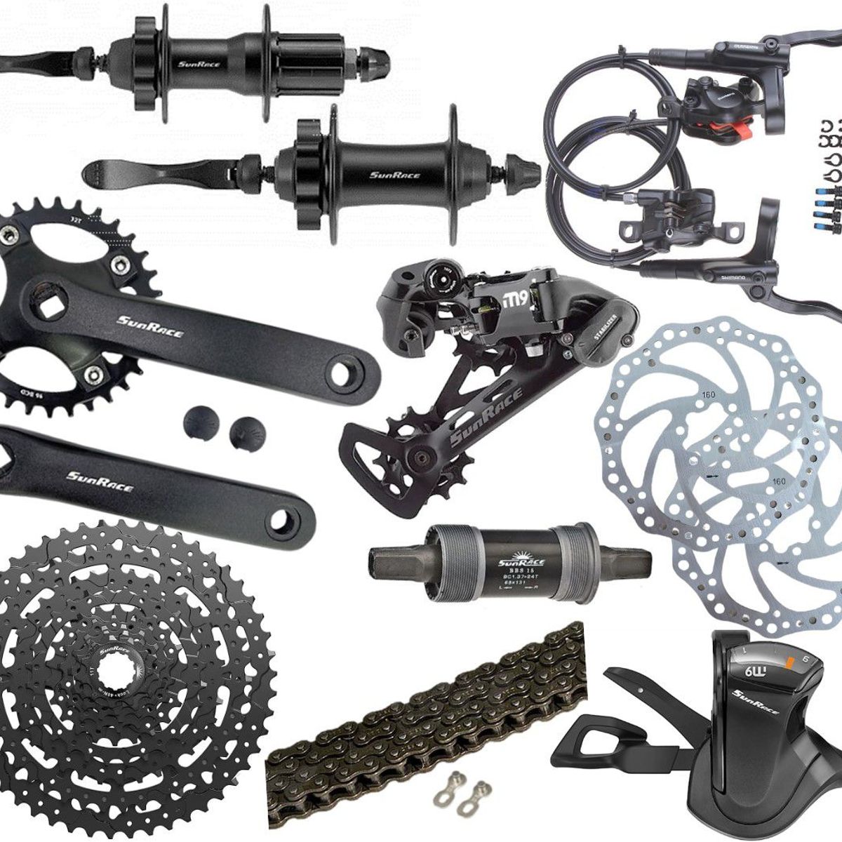 SUNRISE - Grupo Bicicleta Sunrace 9v Monoplato Hidraulico Mtb