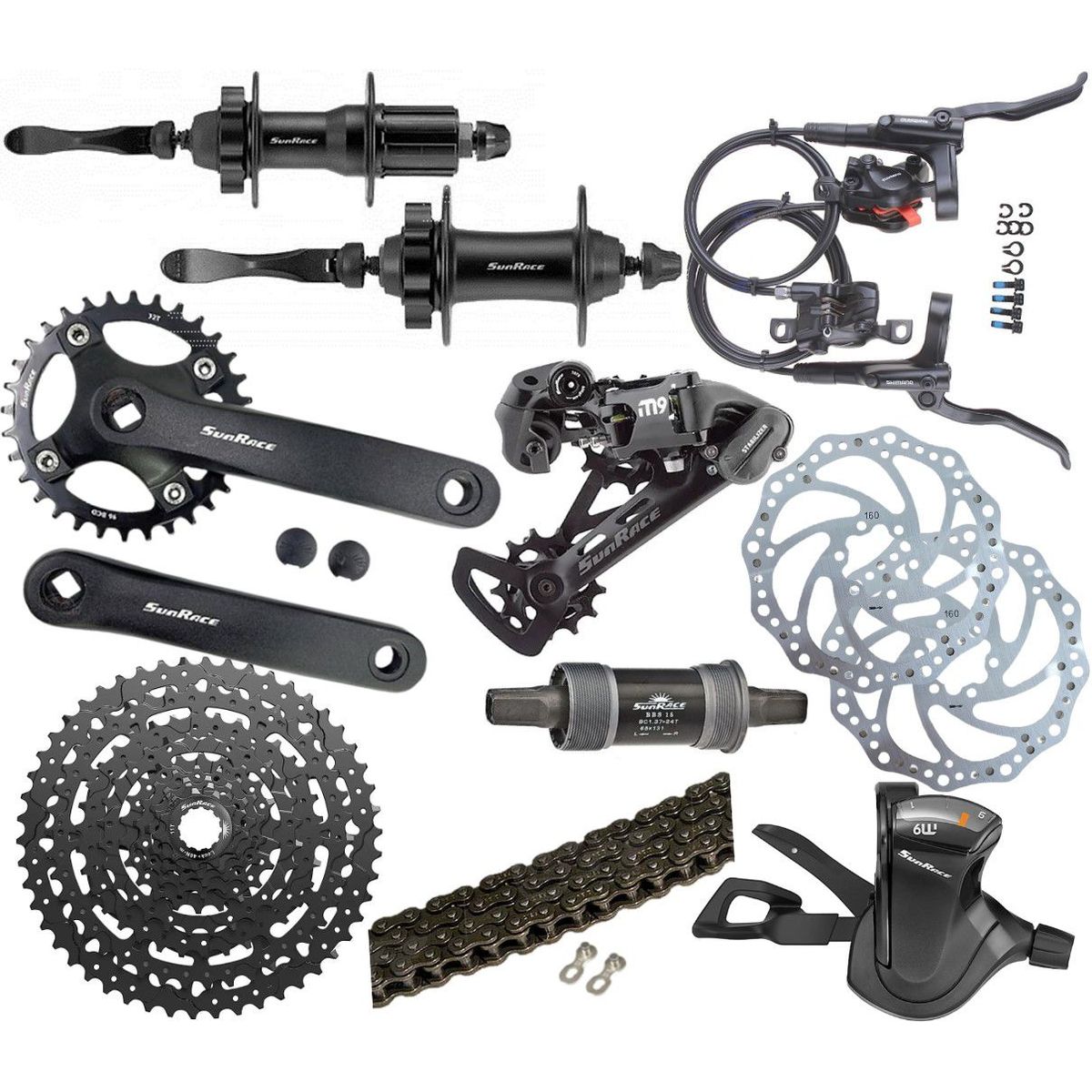 SUNRISE - Grupo Bicicleta Sunrace 9v Monoplato Hidraulico Mtb