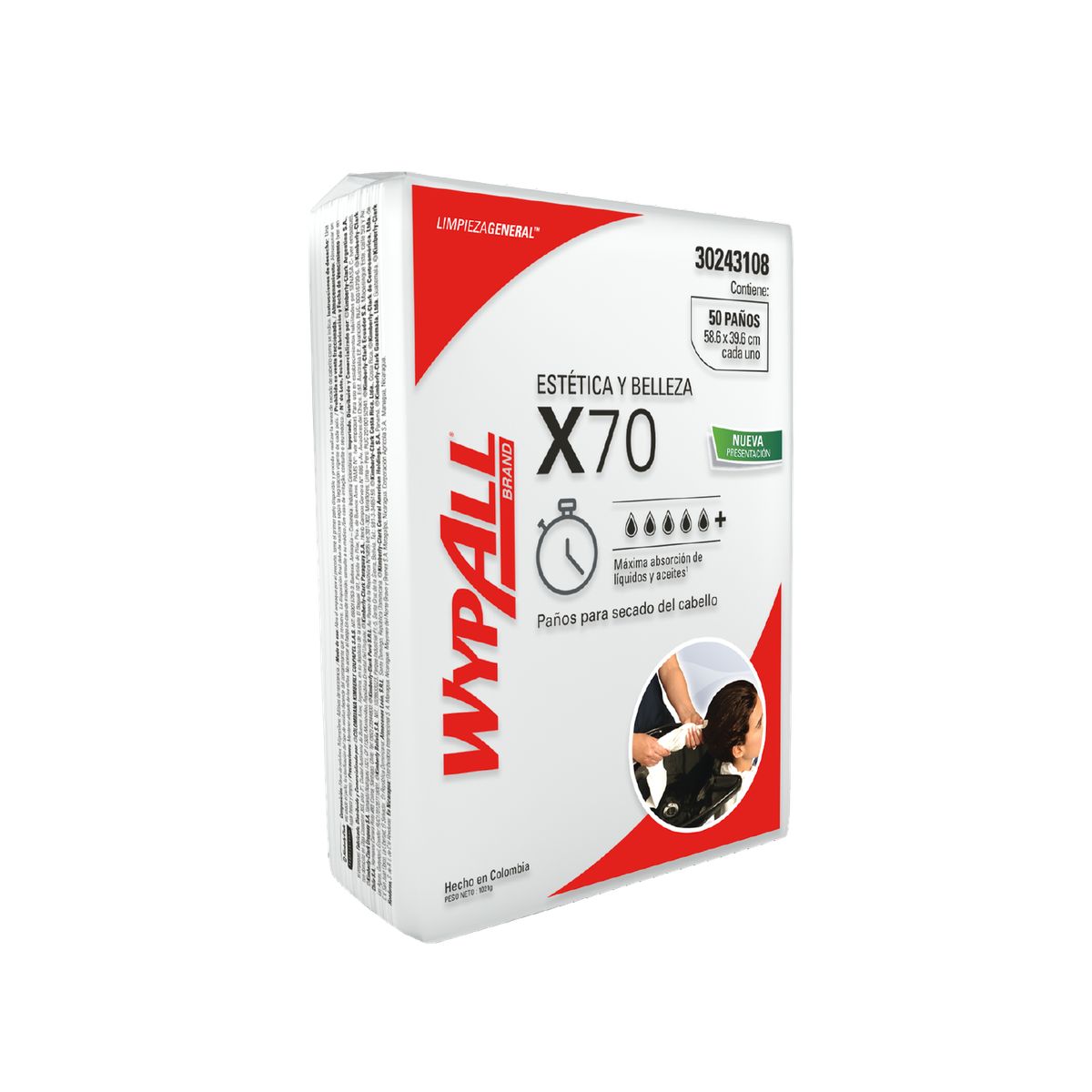 WYPALL - Paños de limpieza WypAll® X70 Estética y Belleza x50 paños