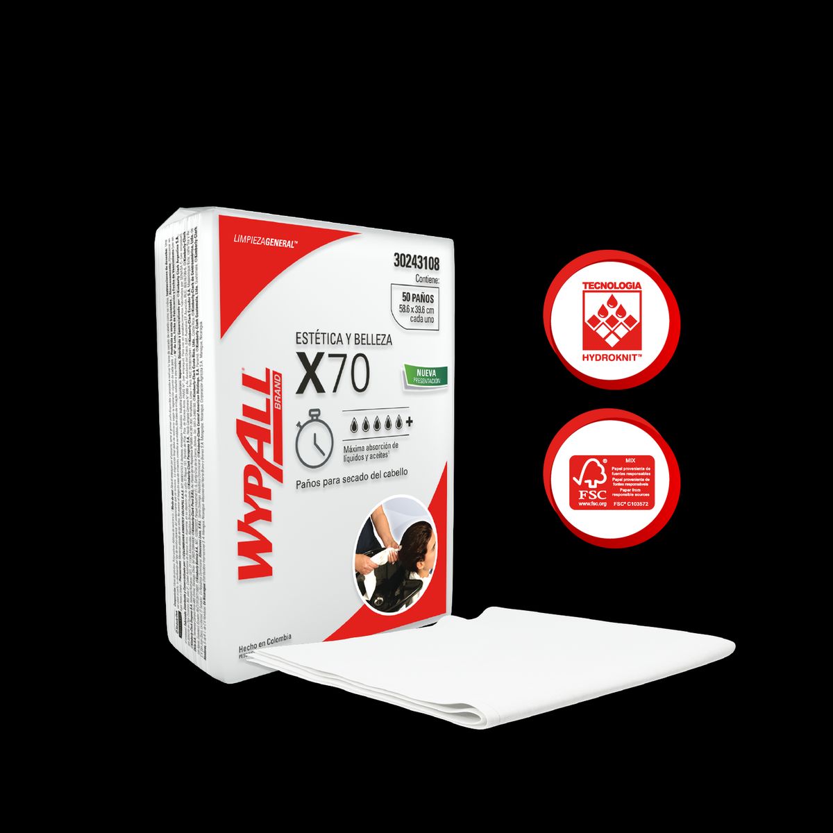 WYPALL - Paños de limpieza WypAll® X70 Estética y Belleza x50 paños
