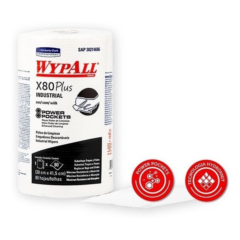 WYPALL - Paño Limpieza Wypall X80 Rollo Power Pocket - 80 Paños X 1ud