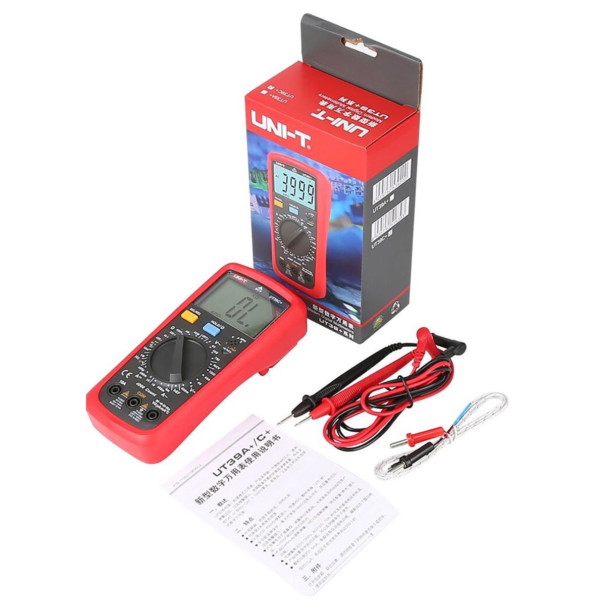 007PLUS - Multímetro Digital Uni-t UT39C NVC temperatura  puntas  termocupla