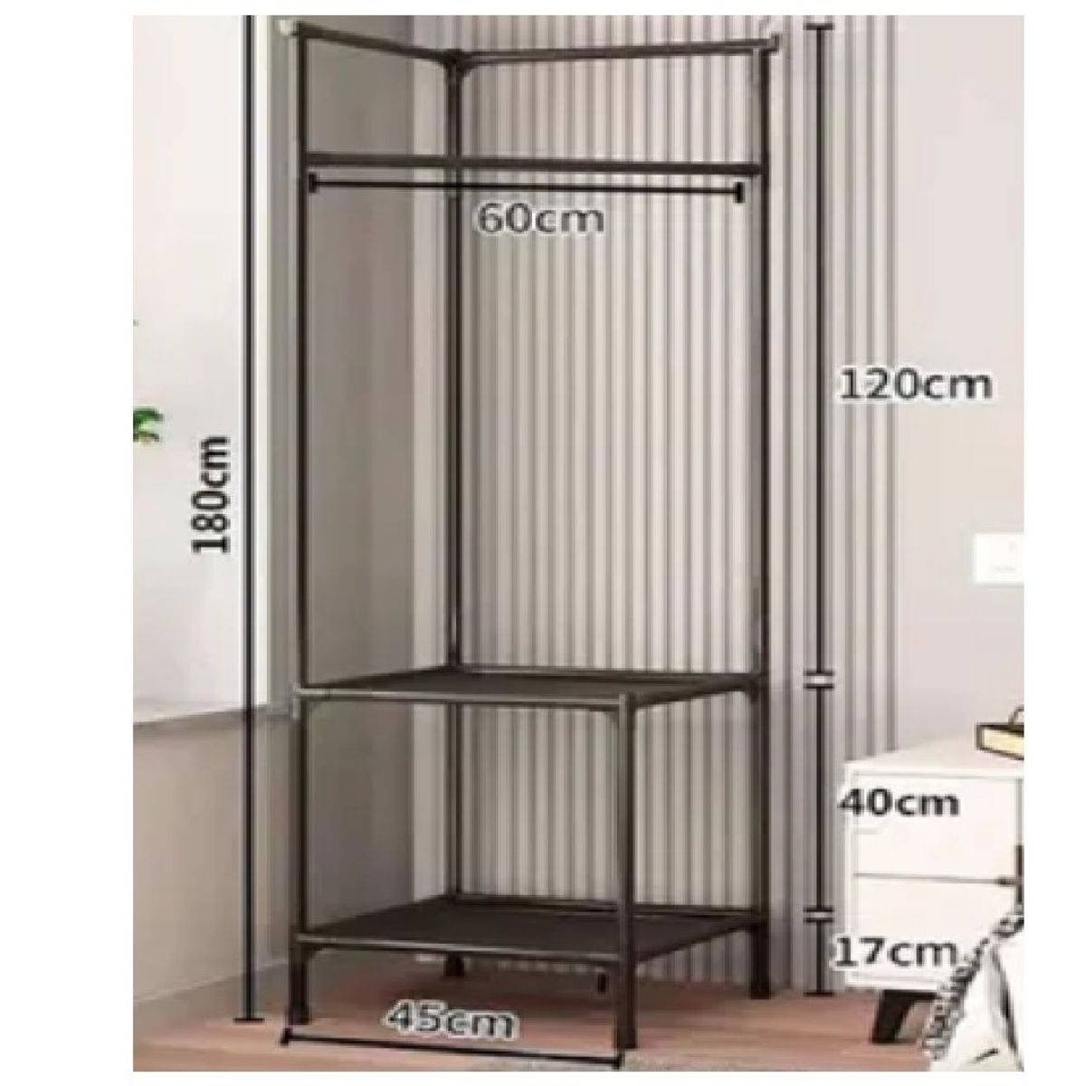 GENERICO - Perchero Metálico Esquinero con Estantes para Niños