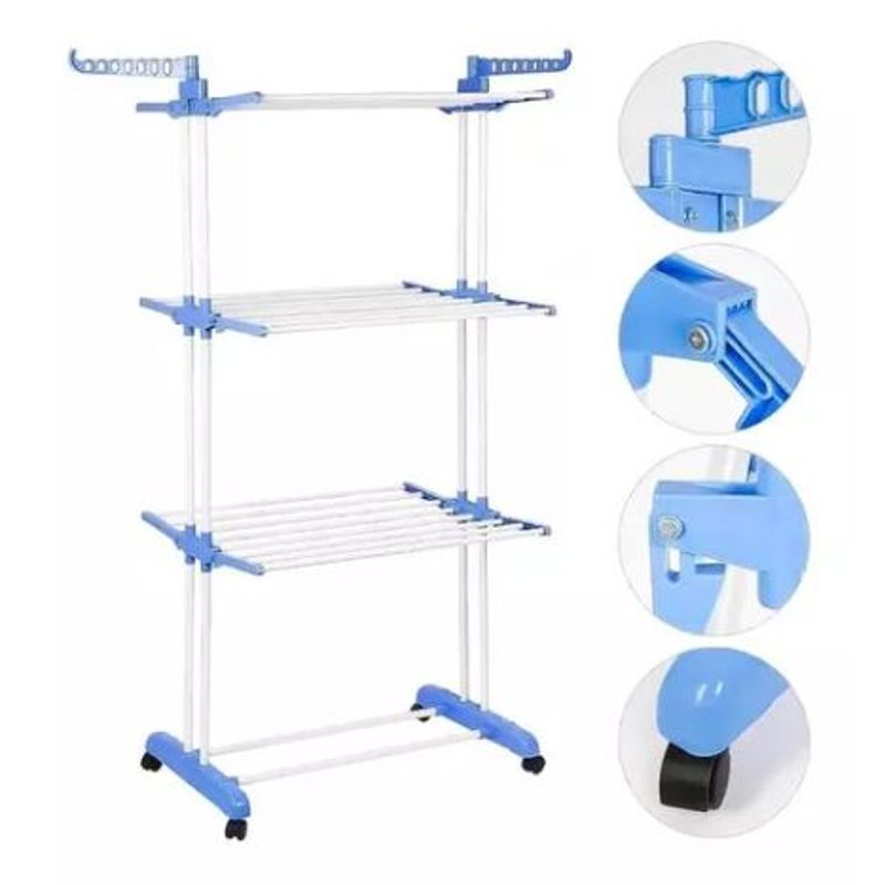 GENERICO - Tendedero De Ropa Perchero Colgador De 3 Niveles Plegable
