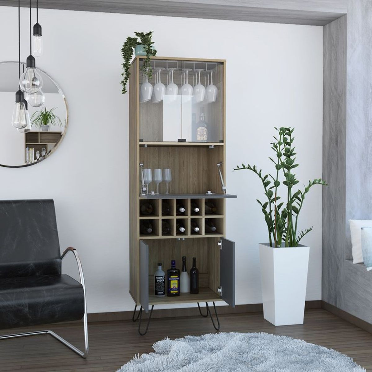 RTA MUEBLES - Bar vassel alto miel/plomo rta muebles bmp 4531