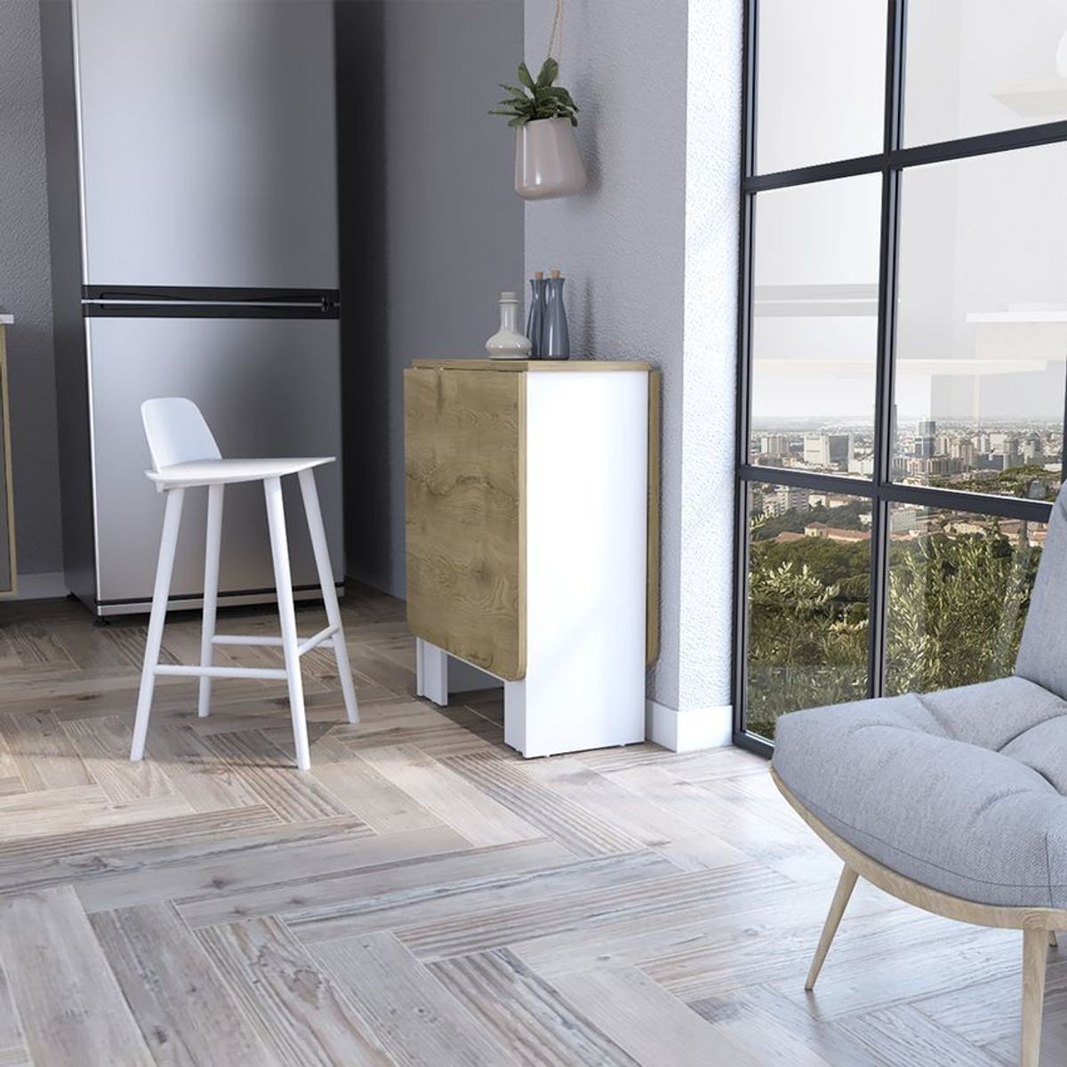 RTA MUEBLES - Mesa auxiliar plegable duna/blanco mbm 9427