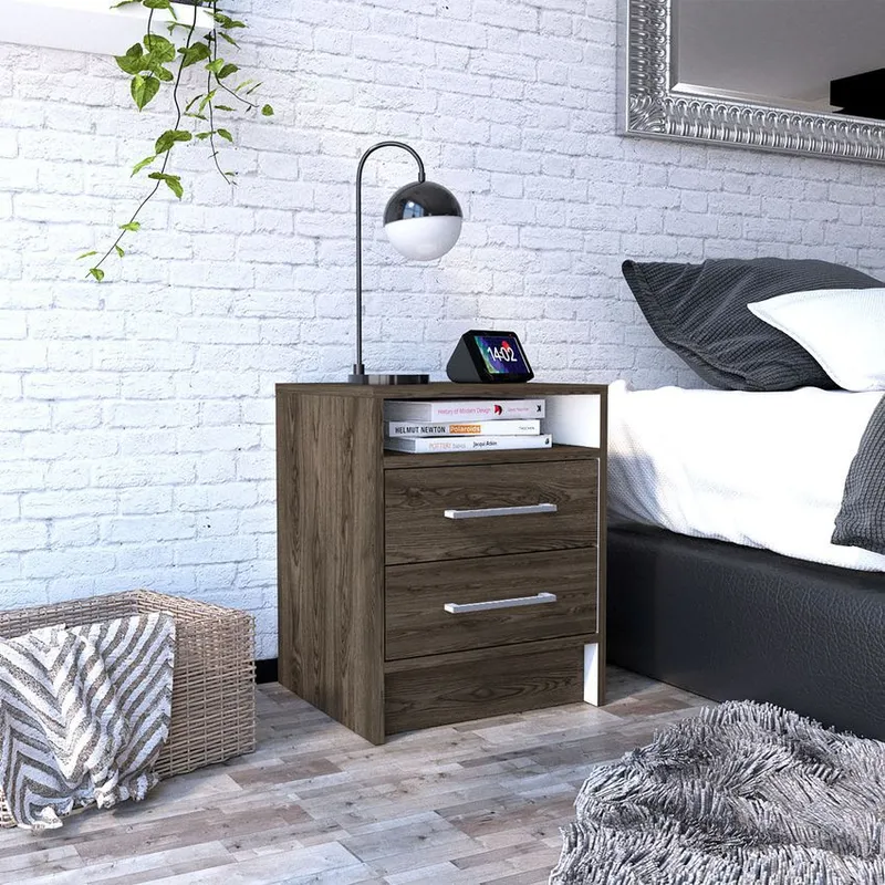RTA MUEBLES - Mesa de noche eter coñac/blanco 50. rta muebles mcb 7776