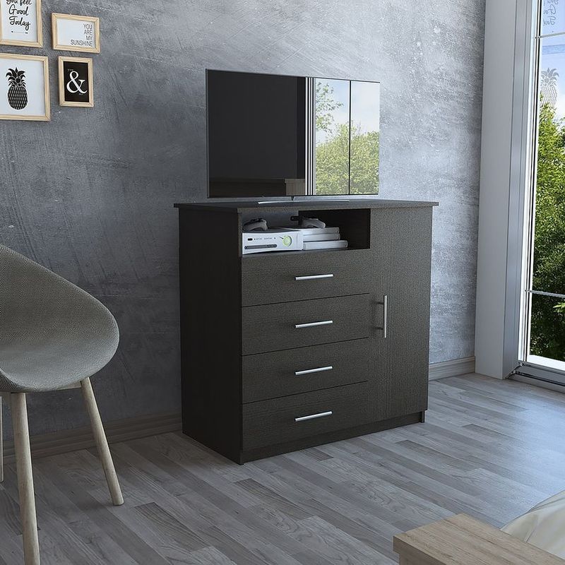 RTA MUEBLES - Comoda 4 cajones/ 1 puerta wengue rta muebles clw 299