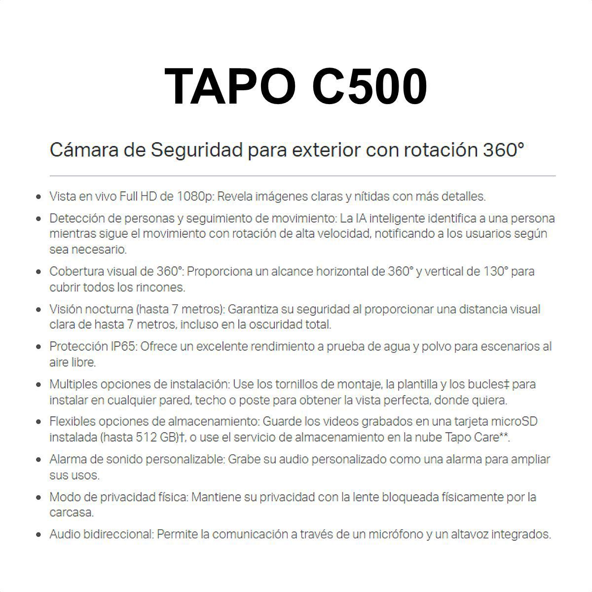TP LINK - Cámara Ip Wifi Exterior Robótica Full Hd Tp-link Tapo C500