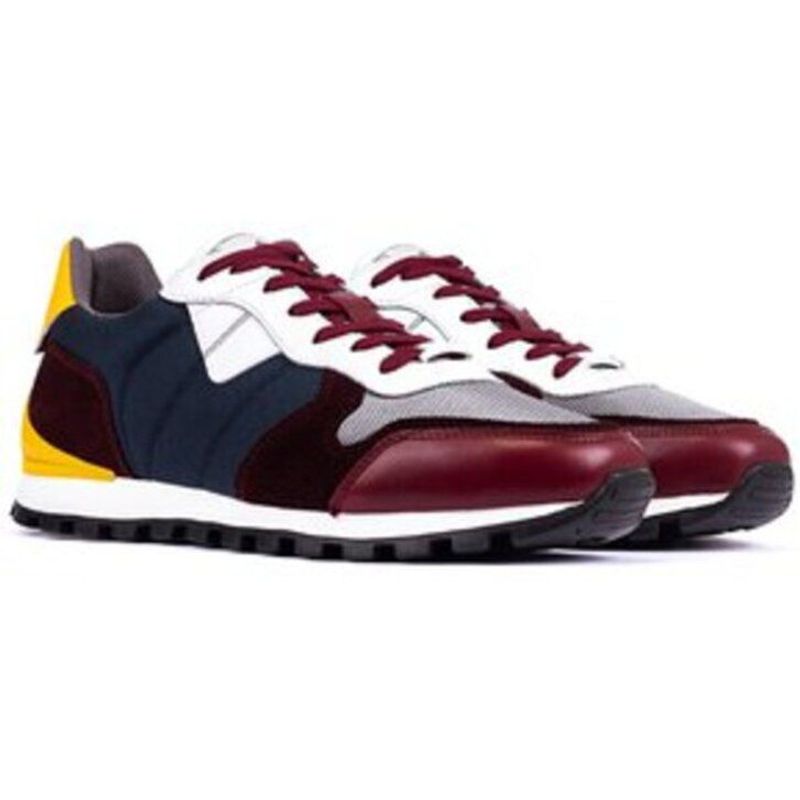 AMBITIOUS - Tenis Para Hombre en Cuero  Ambitious DE-9335am Azul/Bordeos_.