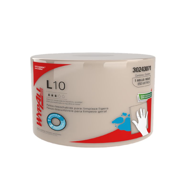 WYPALL - Paños de limpieza desechables WypAll® L10 Rollo Jumbo x 650 metros