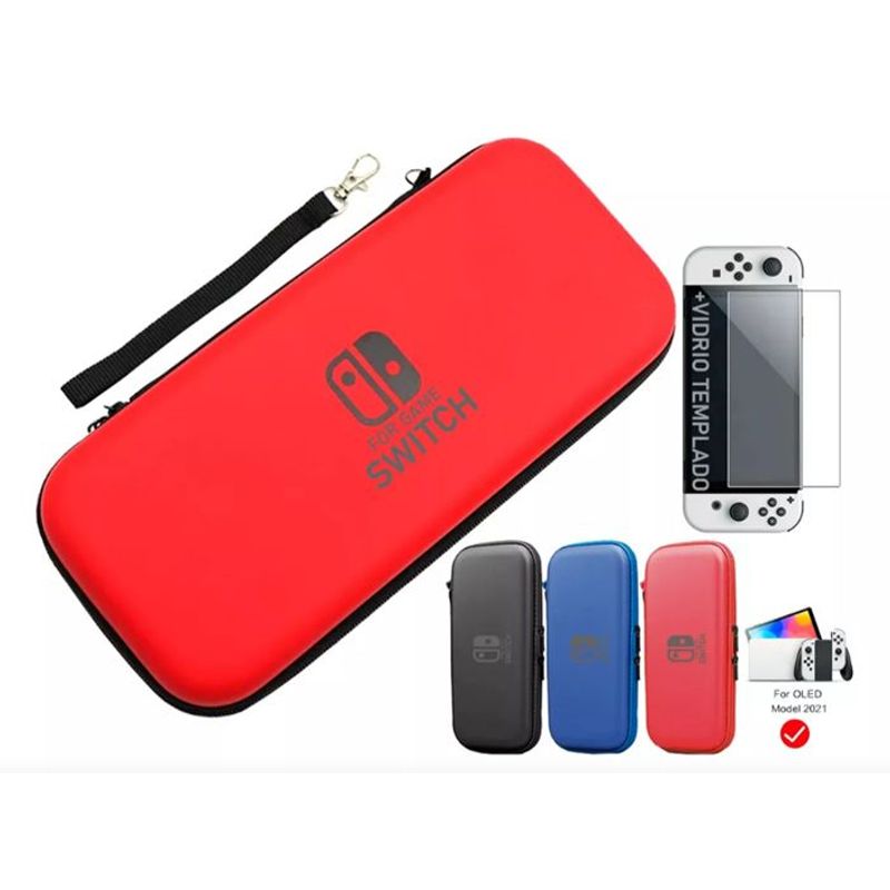 GENERICO - Forro Estuche Funda Maleta Nintendo Switch Oled  Vidrio 9h