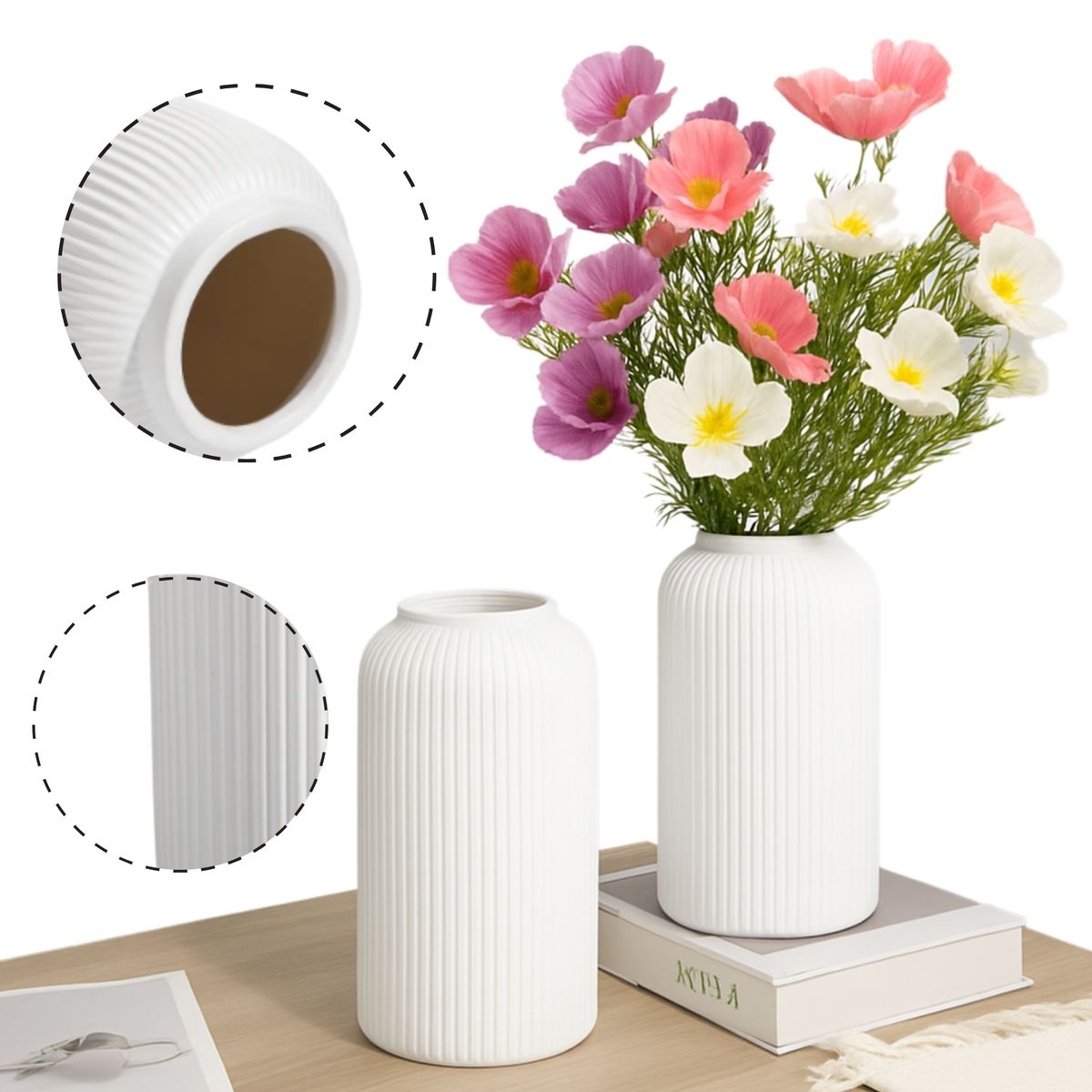 GENERICO - Florero Jarron Minimalista Decorativo Cilíndrico