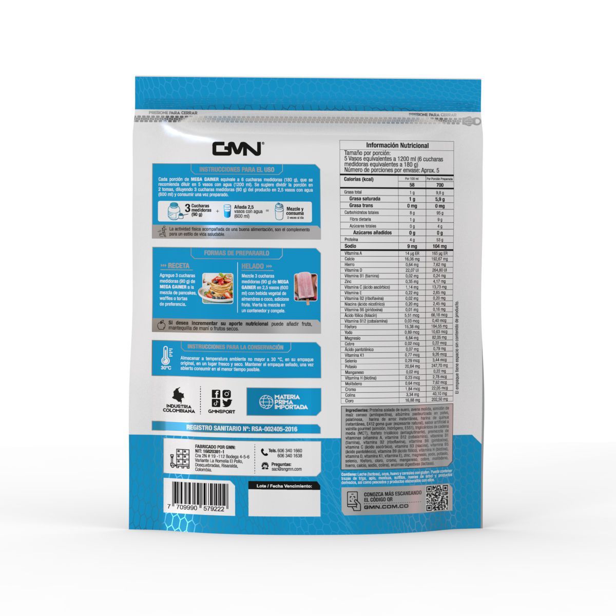 GMN - Mega Gainer 2 libras - Proteina Hipercalorica