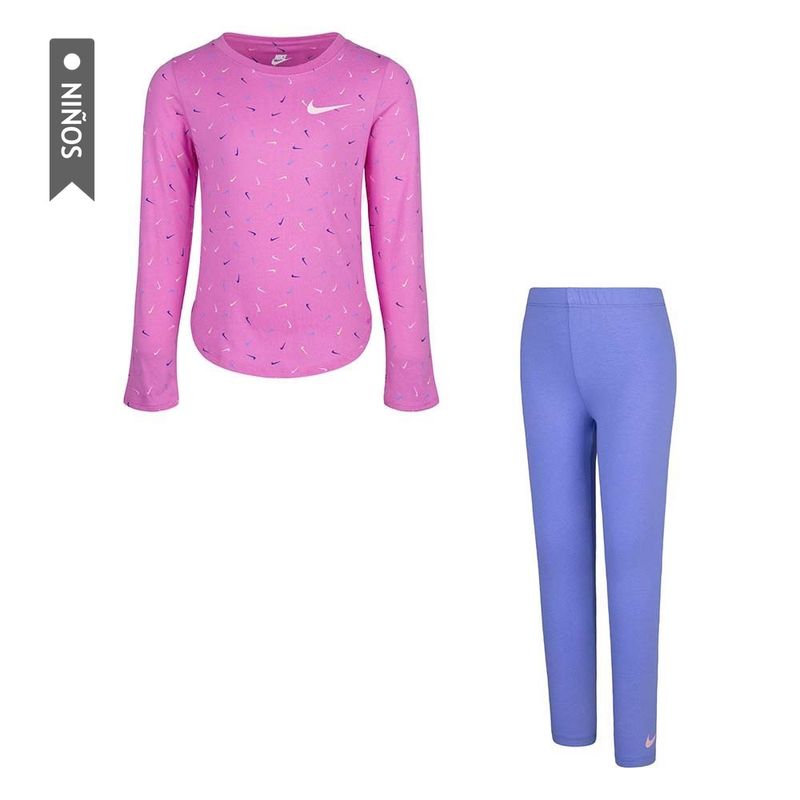 NIKE - Conjunto Deportivo Nike Aop Se Niñas-Azul/Rosa