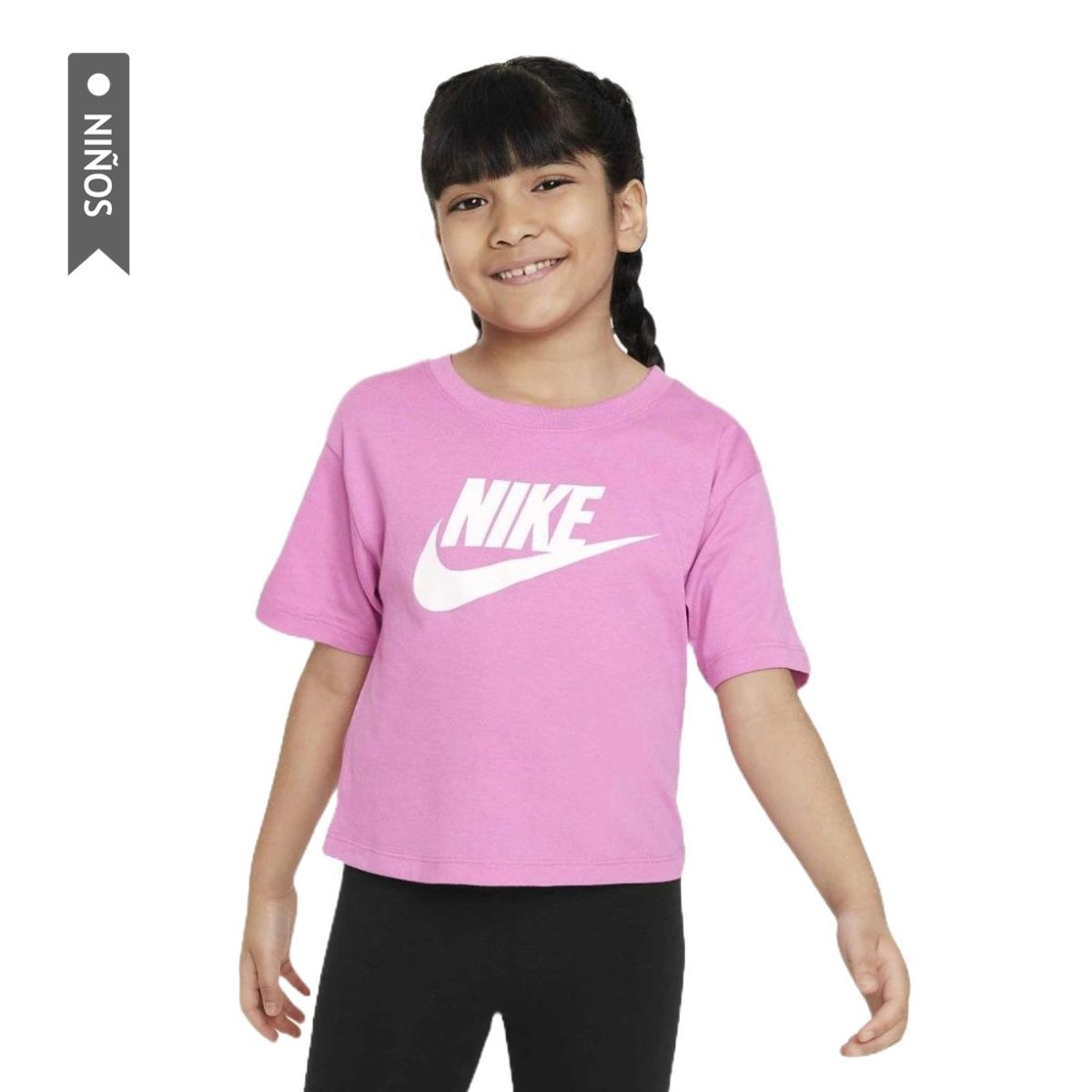 NIKE - Camiseta Nike Hbr Club Boxy Niñas-Rosa