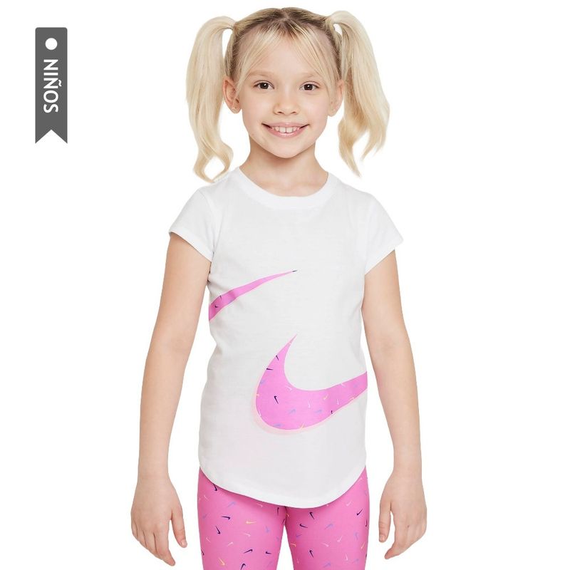 NIKE - Camiseta Nike Swooshfetti Logo Niñas-Blanco