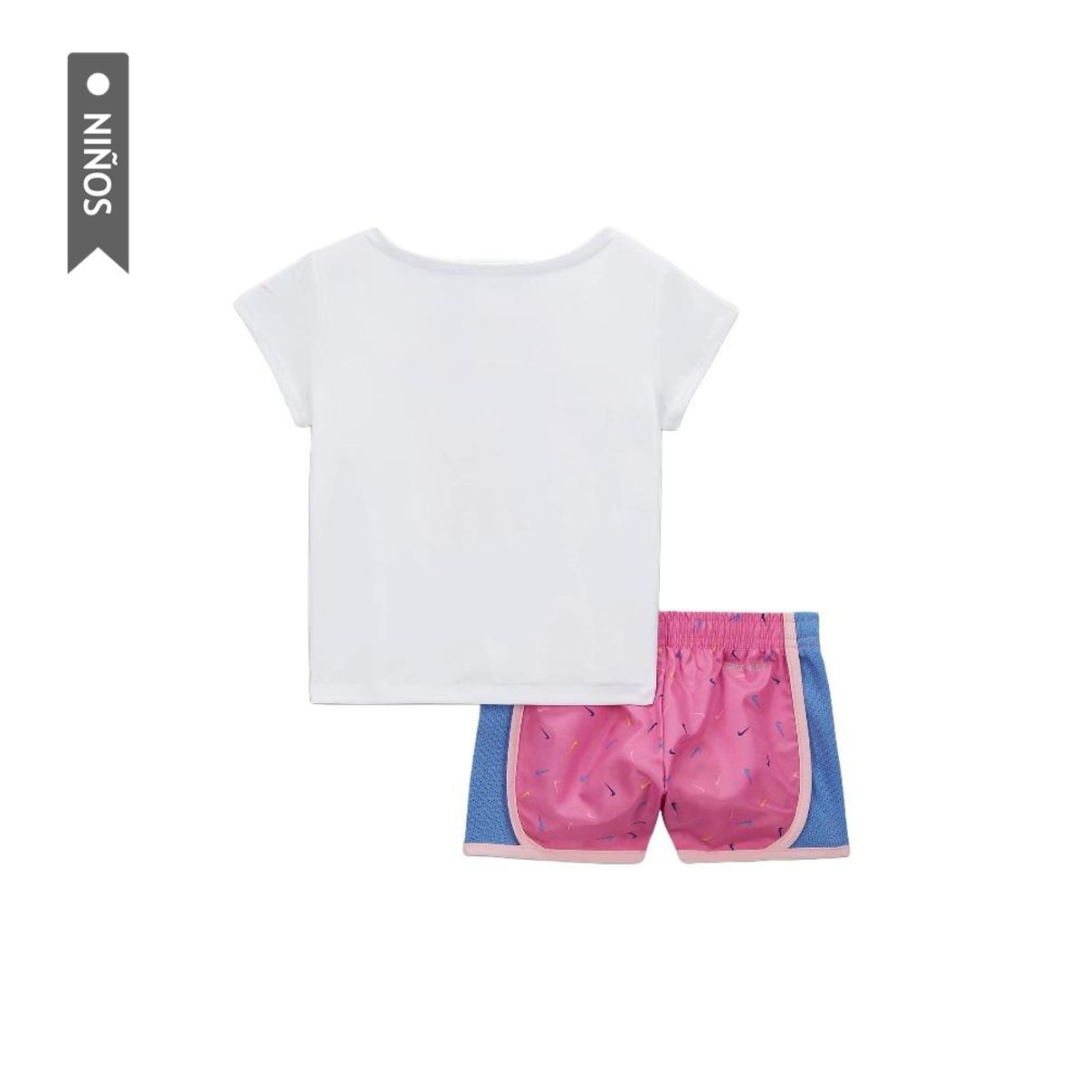 NIKE - Conjunto Deportivo Nike Swoosh Tempo Infantes-Blanco/Rosa