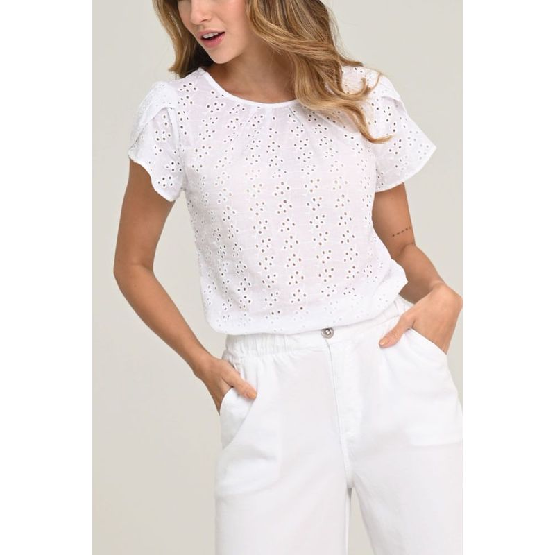 RAGGED - Blusa ojalillo agarden Blanco Ragged