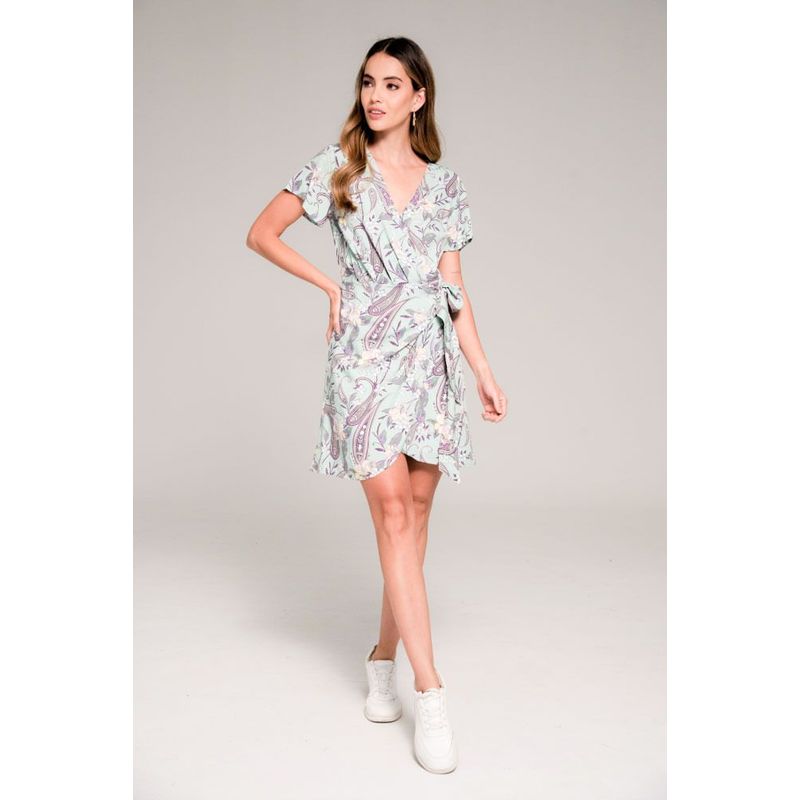 RAGGED - Vestido paisleys Verde porcelana Ragged