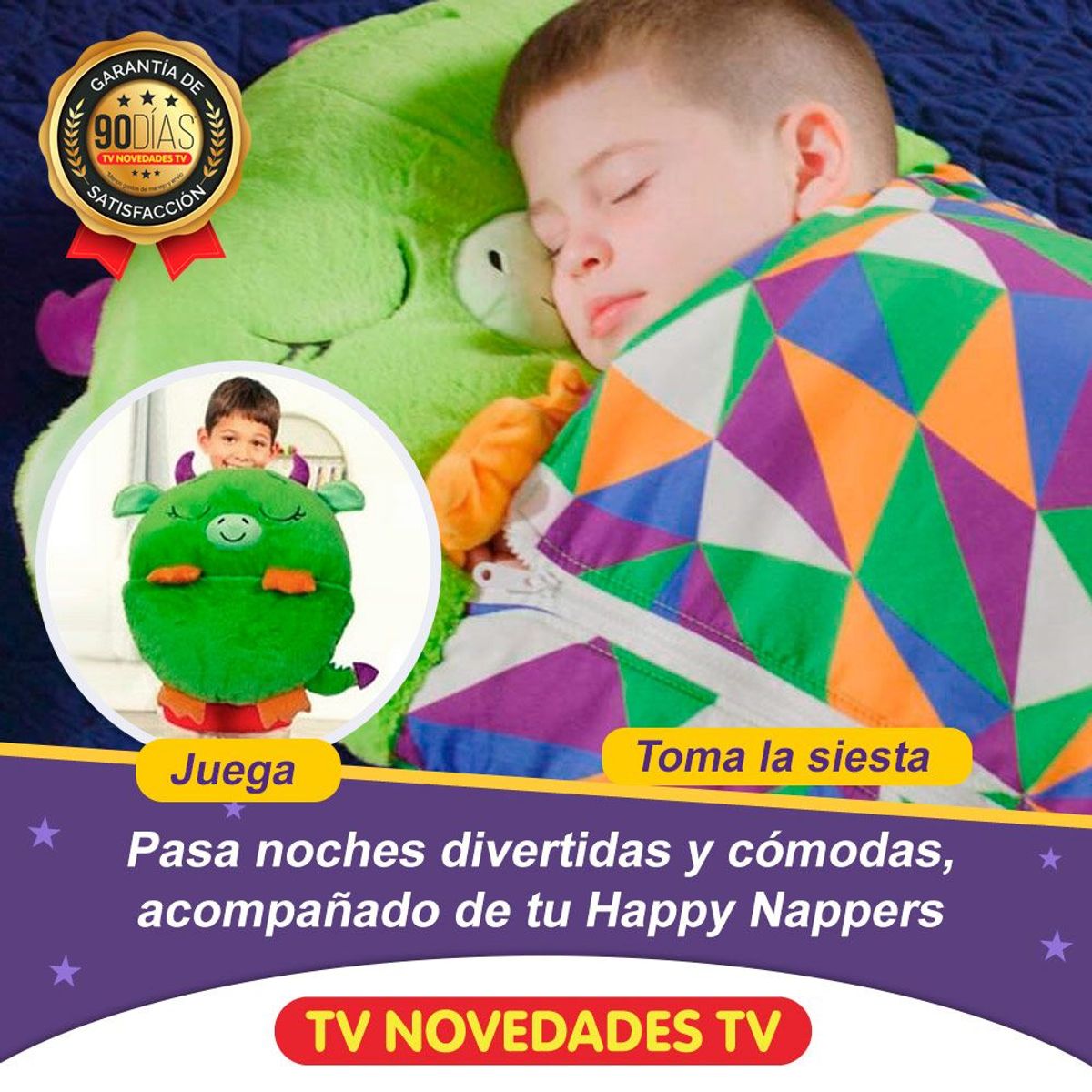HAPPY NAPPERS - Saco de dormir para niños happy nappers Dragon Verde