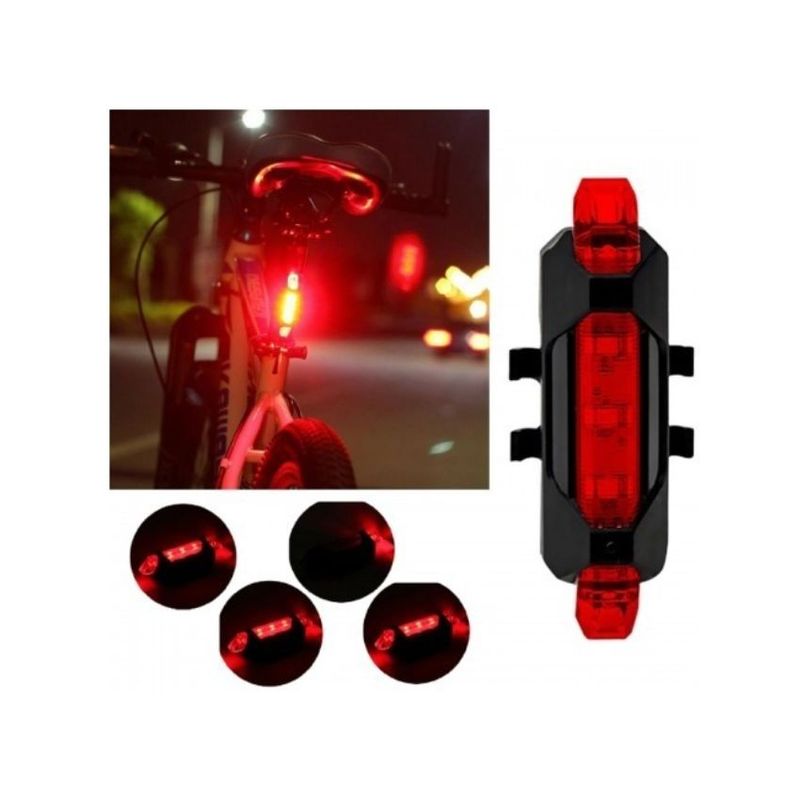 GENERICO - Lámpara De Bicicleta  Luz Trasera Recargable 5 LED