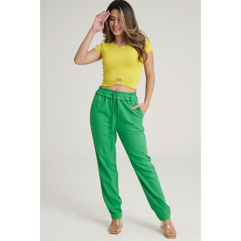 RAGGED - Pantalon harem lino Verde pasto Ragged