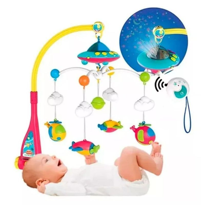 HUANGER - Movil Musical Cuna Bebe Con Proyector Y Control Remoto