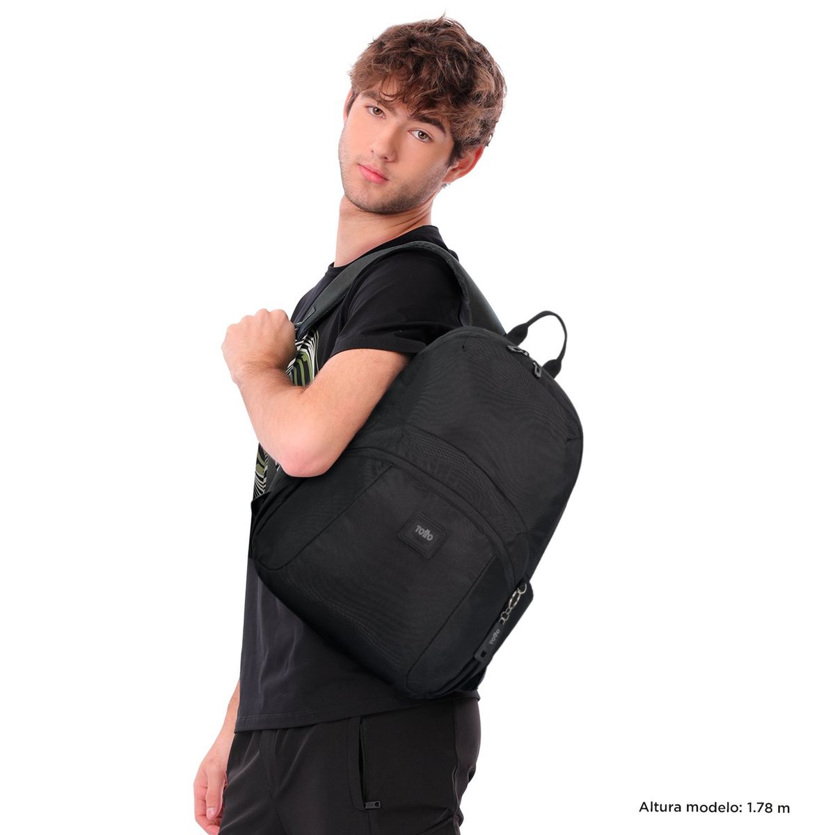 TOTTO - Morral Mediano Negro Trik M Unisex con Porta PC 14"